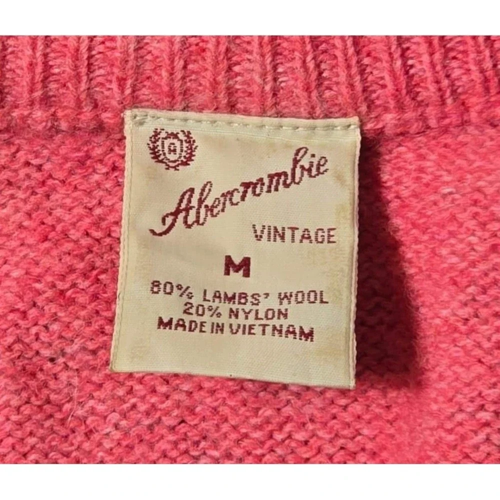 Abercrombie & Fitch Sweater Womens M Pink V-Neck Lamb's Wool Blend Pullover‎ Y2K